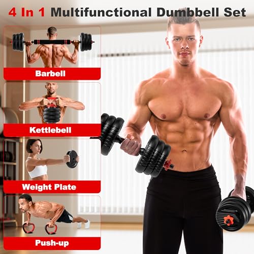 Adjustable Dumbbell Set, 10/20/30/45/70/90lbs Free Weights Dumbbells Set, 5 in1 Dumbbells Set Used as Barbell, Kettlebells, Push up Stand,Weight Plate, Adjustable Weight Set for Home Gym - color: 89LBS(44.5LB PAIR)