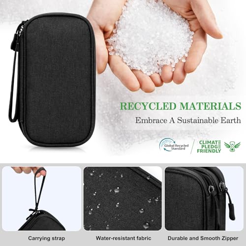 FYY Electronic Organizer, Travel Tech Pouch Bag, Large, Black | Wrist Strap, Waterproof, Double Layers Portable Electronics Travel Carrying Case for Cord, Charger, Daily Business Trips Use - color: Black, size: Large
