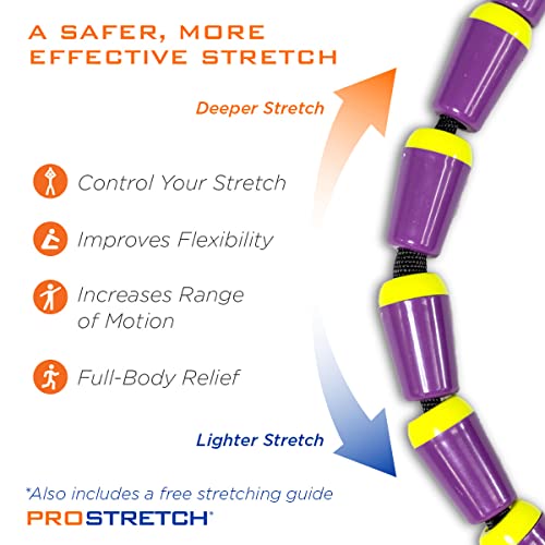 ProStretch StretchRite, Stretching Strap for Sore Muscles, Purple/Yellow | Physical Therapy Stretching Strap with Grip Handles for Tight Muscles - color: Purple/Yellow