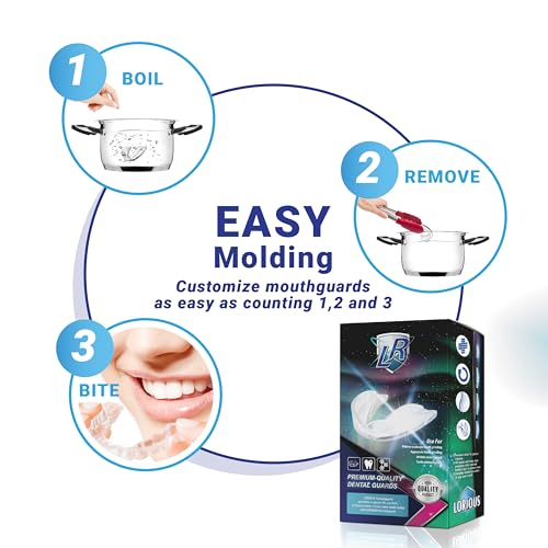 Moldable Mouthguards Pack of 6 in 3 Different Sizes– Customizable, Moldable, Trimmable Dental Night Guard for Teeth Grinding, Clenching, Athletic Sports, and Whitening Tray