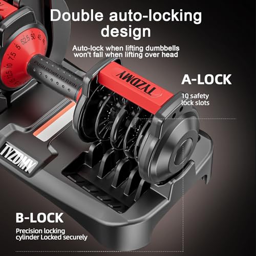 TYZDMY Adjustable Dumbbells Set of 2，Free Weights Dumbbells Set | Adjustable Dumbbell Set，52.5 lbs pair 105 lbs，15 in 1，for Men/Women Gym Equipment for Home Strength Training Equipment