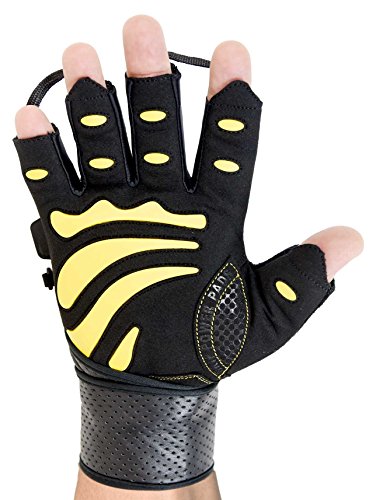 Gym Gloves Protect Your Hands & Improve Your Grip Weightlifting Grips - color: Yellow with 2.5" Wrist Wraps, size: Small