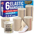 High-Performance Elastic Bandage Wrap - 6 Pack (2x2in, 2x3in, 2x4in) - Self-Closing Strong Compression Bandage Wrap for Leg, Ankles, Wrists, and Knees - for First Aid Kit and After Surgery Recovery - size: 6 Pack, style: Mix 6pk