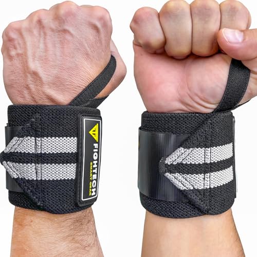 FIGHTECH Wrist Wraps for WeightLifting | 18 inch Professional Grade Lifting Wrist Wraps | Best for Powerlifting Competition, Strength Training, Bodybuilding (Black, 18 Inch) - color: Black