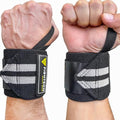 FIGHTECH Wrist Wraps for WeightLifting | 18 inch Professional Grade Lifting Wrist Wraps | Best for Powerlifting Competition, Strength Training, Bodybuilding (Black, 18 Inch) - color: Black