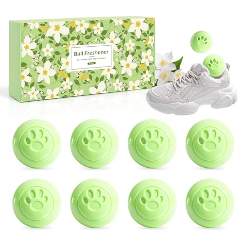 SCENTORINI Shoe Deodorizer Balls for Smell Shoes Boots, 8 * Jasmine Scent | Sneaker Deodorizer Balls, Odor Eliminator, Long Lasting Shoe Freshener for Gym Bags, Drawers and Small Spaces