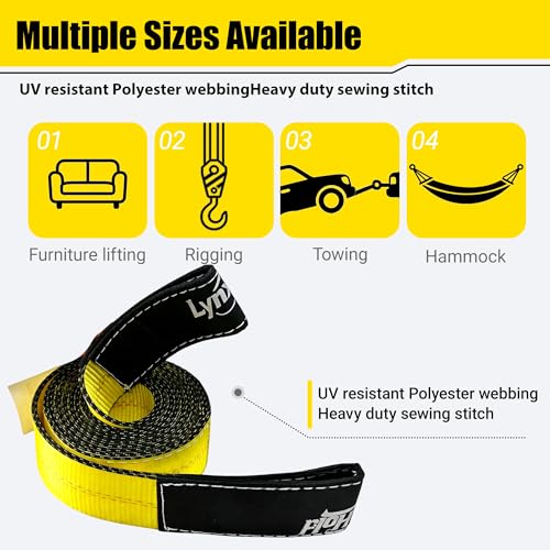 2''x 10FT Lift Sling Web Strap/Wear Guard End, Heavy Duty Flat Eye Lifting Sling with 15,000 lbs Reinforced Loops for Tree Saver Lifting Furniture Appliances Machine 2PK - size: 10ft