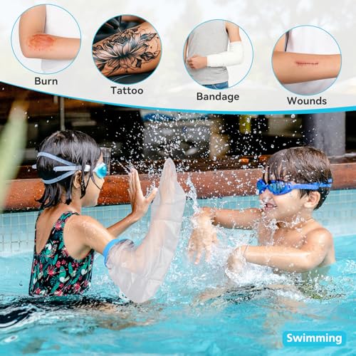 Asunby Waterproof Cast Covers for Shower Long Arm Kids, Water Proof Plastic Sleeve to Cover Arms After Surgery/Wound/Fracture/Bandage/Fingers,Protector Bag Youth/Toddler Showering Child in Bath Large - size: Kids Arm-Long