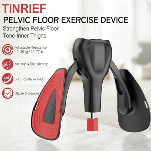 Pelvic Floor Exercise Devices 77 lb Adjustable Kegel Inner Thigh Exerciser and Hip Trainer Workout Equipment for Home Postpartum Recovery Women Men, with Band - color: Black