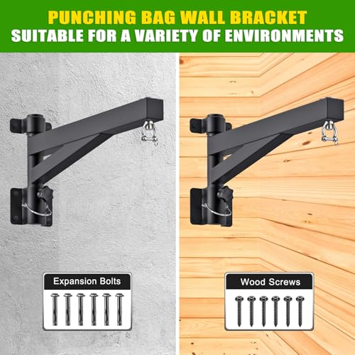Kipika Heavy Bag Hanger Wall Mount Punching, Rotatable Heavy Duty Boxing Bag Bracket for Home Gym Indoor, Adjustable Length for Kickboxing Bag, Muay Thai Bag,Speed Bag - color: ‎D- Length 24"