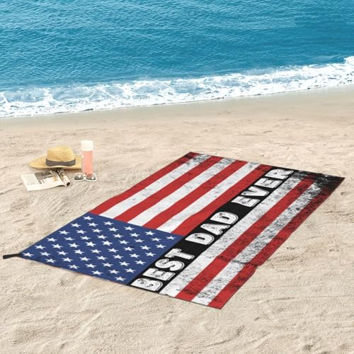 Vintage Best Dad Ever America Flag Beach Towel Oversized Quick Dry Sand Free Microfiber Lightweight Large Towels 31.5"x63" for Men Women Swimming Camping Yoga Gym Bath Travel Vacation - size: 31.5"x63"