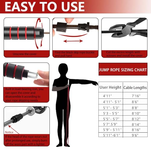 Adjustable Weighted Jump Rope, 9ft Long Tangle-Free Rapid Speed Jumprope for Exercise Calisthenics Fitness Jumping Skipping Double Dutch Boxing Crossfit, Workout Stuff for Women Men Kids Adult