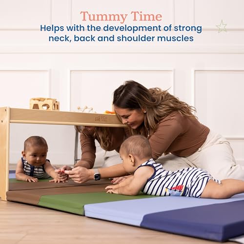 ECR4Kids SoftZone 4-Section Rainbow Runway Activity Mat, Folding Playmat, Earthtone - color: Earthtone