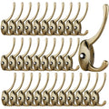 IBosins 32 Pack Antique Brass Coat Hooks Wall Mounted with 64 Screws Retro Double Hooks Utility Hooks for Coat, Scarf, Bag, Towel, Key, Cap, Cup, Hat - color: 32 Pcs Antique Brass