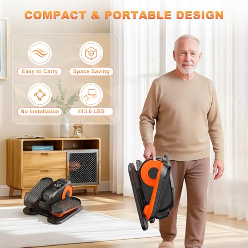 Mini Under Desk Elliptical Low Impact Electric Leg Exerciser As Seen on TV While Sitting for Seniors with Non-Slip Mat Quiet & Portable for Home and Office