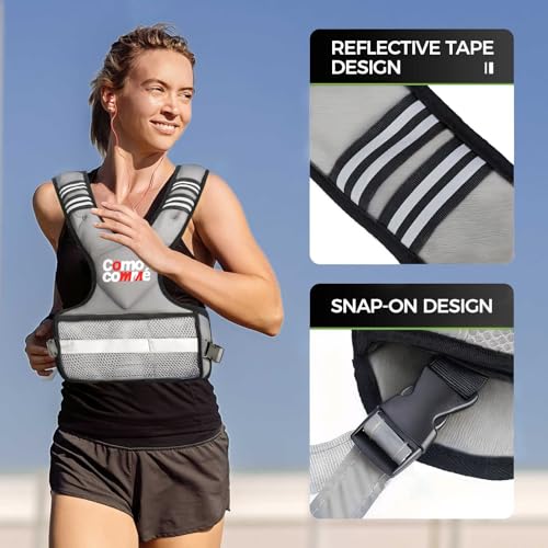 Adjustable Weighted Vest for Men Women, 4-10lb/12-18lb/20-32lb Vest with 6 Ironsand for Weights Running Workout and Training, Adjustable Body Weight Vest Exercise Set for Running, Walking - color: Grey, size: 12-18 lb