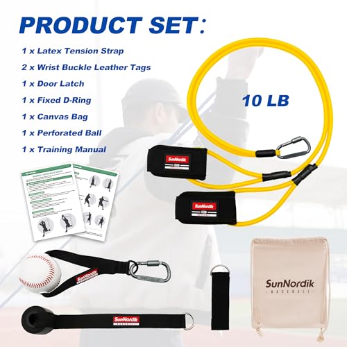 SunNordik Resistance Bands for Pitchers with Carry Bag | Baseball & Softball Training Gear, Build Arm Strength for Pitching & Throwing, Training Bands Suitable for All Skill Levels - size: 10LB (Beginner Level)