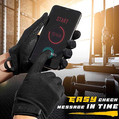 FREETOO Full-Finger Workout Gloves for Men, Padded Gym Gloves with Excellent Grip and Palm Protection - size: X-Large