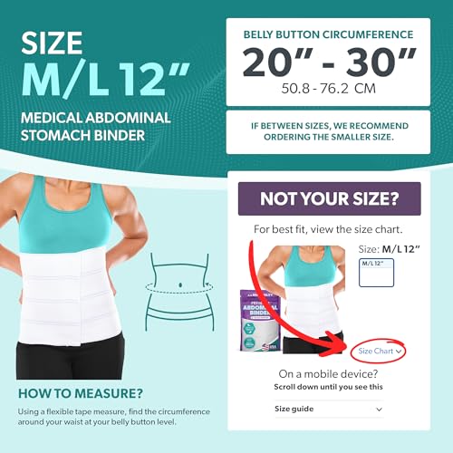 BraceAbility Medical Abdominal Stomach Binder - Belly Band Compression for Diastasis Recti, Postpartum, Post-Surgical Wrap for Tummy Tuck Recovery, Post op Ab Binder for Women and Men (M/L 12") - size: M/L 12"