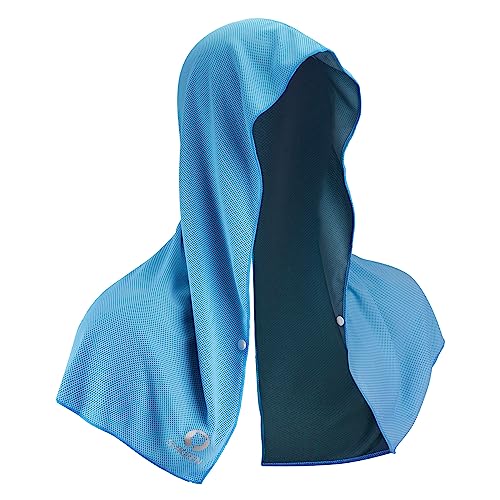 Sukeen Cooling Hoodie Towel, Absorbent Quick-Drying Cooling Towels for Neck and Face, UV Sun Protection Cooling Neck Wraps Sport Head Cooling Towel Hot Weather - color: Blue