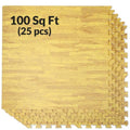 100 Sq. Ft 3/8 Inch Thick Printed Foam Tiles Interlocking Foam Mat, (24" x 24", 25 pcs), Light Wood Oak Grain Style, Protective Flooring for Home, Exercise or Trade Show - color: Oak