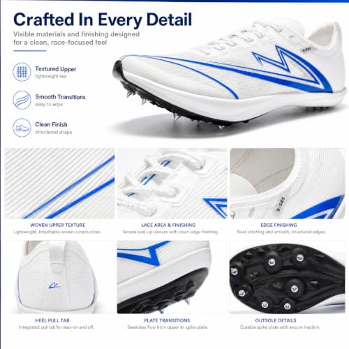 Track and Field Shoes Men Women Kids Spikes Sneakers Full-Length Carbon Plate Track Race Jumping Sneakers Girls Professional Running Track Spikes Shoes Boys - color: White, size: 6.5