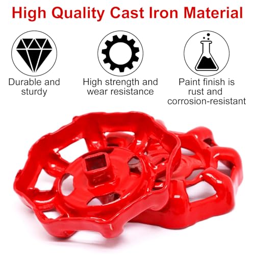 2 Pack Outdoor Faucet Handle, Faucet Handle Replacement, Cast Iron Faucets Round Wheel Handles, Replacement Water Spigot Handles with Screws Spacer 9/32 Inch x 9/32 Inch (7mm x 7mm) - color: Red, size: 7mm x 7mm (2pcs)