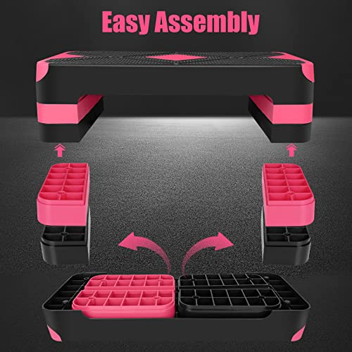 Adjustable Exercise Workout Aerobic Stepper Step Platform Trainer - color: Red
