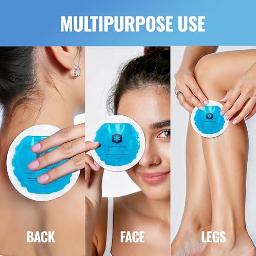 ICEWRAPS 4 inches Round Reusable Ice Packs with Cloth Backing, 5-Pack Blue | Easy to Use Hot and Cold Gel Pack, Flexible Cold Packs, Leak-Resistant, Sensitive Skin Safe, Made in Canada, FSA-HSA Eligible - style: Blue- with Cloth Backing