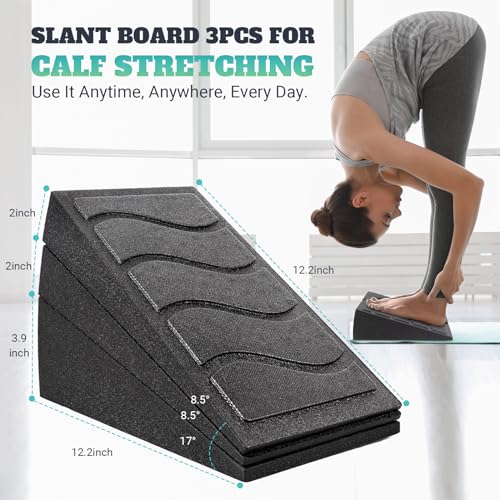 Slant Board for Calf Stretching, 5 Adjustable Angles Incline Board for Squat Wedge, 480 lbs Weight Capacity Calf Stretch Yoga Foam Wedge for Exercise, Squat, Ankle Mobility & Physical Therapy - color: Classic&Black