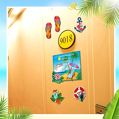 Kanayu 6 Pcs Tropical Cruise Door Decorations Magnetic Large Ship Decorations Magnets Anchor Cruise Decor Car Fridge Magnet Decal for Carnival Stateroom Door - style: Tropical