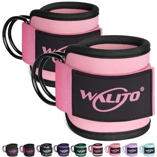WALITO Gym Ankle Straps for Cable Machines Women & Men - Glute Kickback Ankle Cuff, Adjustable Cable Machine Accessories for Leg Extensions, Hip Abductors & Lower Body Workouts - color: Pair - Black Pink
