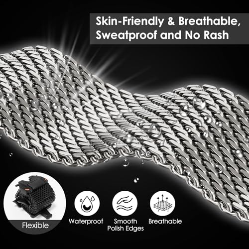 WINGLE Milanese Loop for Apple Watch Band Ultra 3/2/1 Band Ultra 49mm Series 11 10 46mm 45mm 44mm SE 3/2/1 Series 9 8 7 6 5 4 3 Men Women,Parachute-Style Buckle Stainless Steel Mesh Metal iWatch Bands - color: Natural