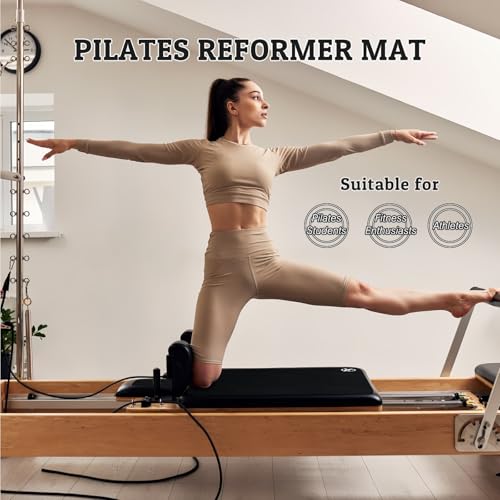 Non-Slip Pilates Reformer Mat, 1.2 mm Thick, 39 x 24 inch | Foldable Lightweight Pilates Reformer Machine Exerxise Mat Towel Cover for Gym Fitness - color: Black