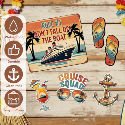 Kanayu 6 Pcs Retro Tropical Cruise Door Decorations Magnetic Large Sea Navigation Ship Decorations Magnets Nautical Anchor Cruise Decor Car Fridge Magnet Decal for Carnival Stateroom Door - style: Retro