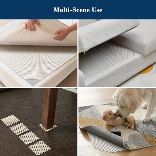 Veken Rug Gripper Pad for Hardwood Floors Tile Floors with 4 Pcs Rug Tape, Thick Cushion Non Slip Rug Pads for Area Rugs, Under Carpet Anti Skid Mat, Keep Your Rugs Safe and in Place, 2x3 Ft - size: 2' x 3' (Rectangular), style: White (Add 4 Rug Grippers)