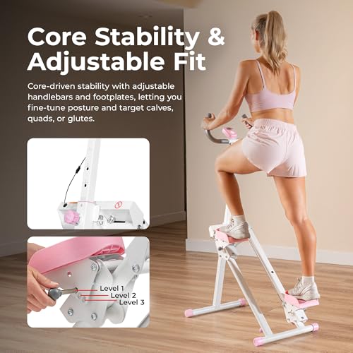 Sunny Health & Fitness Stair Stepper for Home, Smart Foldable Stair Climber