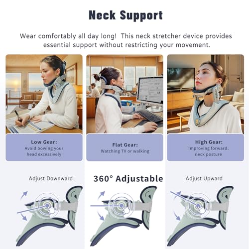 Neck Stretcher ＆ Neck Support, Adjustable Neck Traction for Neck Pain Relief, Easy to Use, Lightweight for Home, Office, Travel - Green