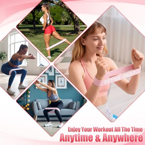 12 Pcs Fabric Resistance Bands for Working Out, Non-Slip Exercise Bands for Women, Pink Booty Elastic Loop Band for Glute Butt Thigh Yoga Pilates Stretching Gym Studio - color: Light Pink
