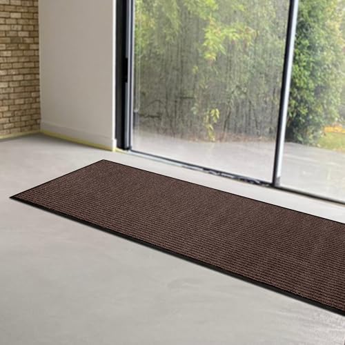 MaxMat® Large Waterproof Doormat - Heavy Duty, Commercial, Low-Profile, Easy to Clean, Rubber Floor Mat (2 x 6 Feet, Brown, MXM-RIB0026BR) - color: Brown, size: 2 x 6 feet
