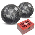 Traditional Chinese Baoding Balls, Marble Health Exercise Stress Relief Balls with an Upgraded Shockproof Imitation Wood Box, Dark Grey, 2-Piece Set, Medium-1.57" - color: Dark Grey, size: Medium-1.57"