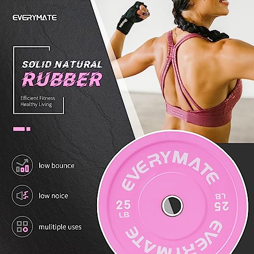 EVERYMATE Change Weight Plates 1.25LB 2.5LB 5LB Set Fractional Olympic Bumper Plates for Cross Training Steel Insert Strength Training - color: 25LBx1, size: Pink