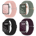 4 Pack Braided Stretchy Bands Compatible with Apple Watch 40mm 41mm 38mm 42mm 44mm 45mm 46mm 49mm Women Men, Breathable Nylon Elastic Daily Use Straps for iWatch Series 11/10 9 8 7 6 5 4 3 SE/Ultra 2 - color: Black/Purple/Cactus/PinkSand, size: 42mm(serie