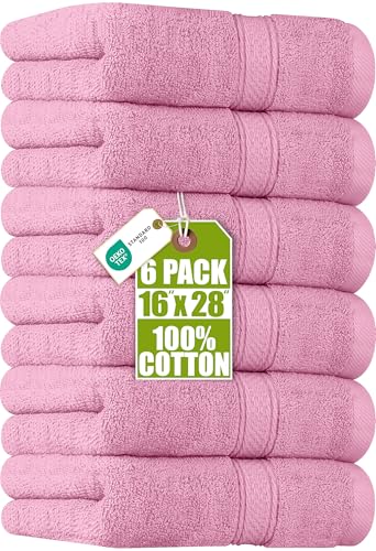 Utopia Towels 6 Pack Premium Hand Towels Set, 16 by 28 inches, 100% Ring Spun Cotton, Ultra Soft and Highly Absorbent 600GSM Towels for Bathroom, Gym, Shower, Hotel, and Spa, Pink - color: Pink, size: 6 Hand Towels