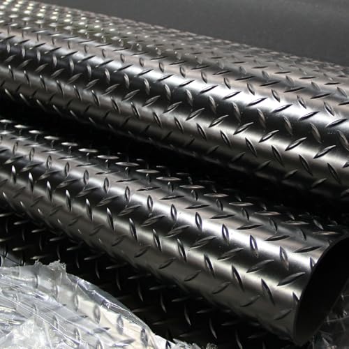 Heavy Duty Diamond-Plate Rubber Flooring Roll, 4' x 14', 1/8" Thick, Waterproof Anti-Slip Floor Mat, Easy to Clean & Install Floor Protector for Garage, Gym, Stable, Basement, Kennel - size: 4 ft x 14 ft x 0.1 in
