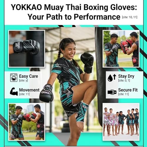Yokkao Muay Thai Boxing Gloves – Essential Gloves for Beginners Men & Women Microfiber Leather Multi-Layered Foam Padding & Secure Fit - size: 8oz
