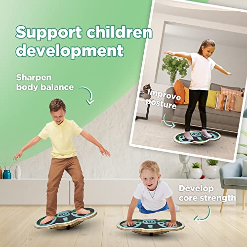 Wooden Balance Board Kids, Wobble Board For Balance, Balance Board Toddler Supporter, Balance Boards for Stability and Core Training - color: 2. Panda