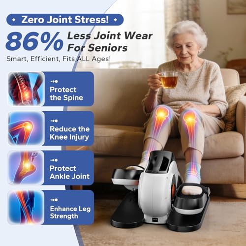 Under Desk Elliptical Machine, Ellipse Leg Exerciser As Seen On Tv While Sitting for Seniors, Pedal Exerciser with 15 Level Adjustable Resistance & 5 Auto Mode Fully Assembled Home Office - color: White
