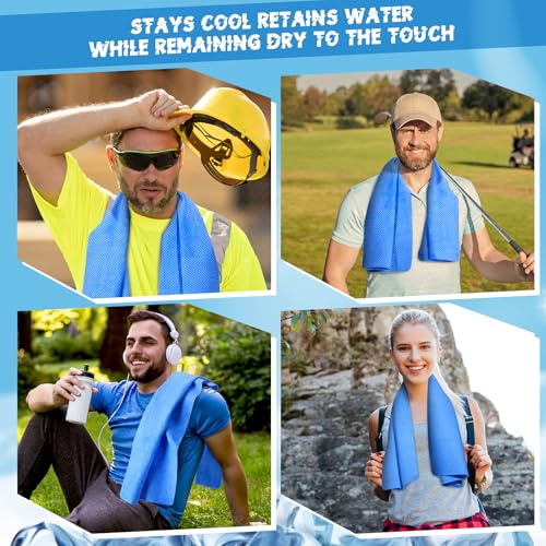 Peryiter 3 Packs PVA Cooling Towel Reusable Instant Cooling Neck Towel Breathable Soft Long Lasting Ice Sports Supplies for Running Hiking Swimming Golf (Dark Blue) - color: Dark Blue