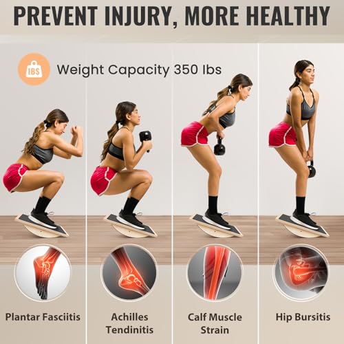 Balance Board Professional Wobble Board for Adults Anti-Slip 350LBS Balance Boards for Physical Therapy Standing Desk Core Strength Wooden Balance Board Rocker Board - color: Balance Board